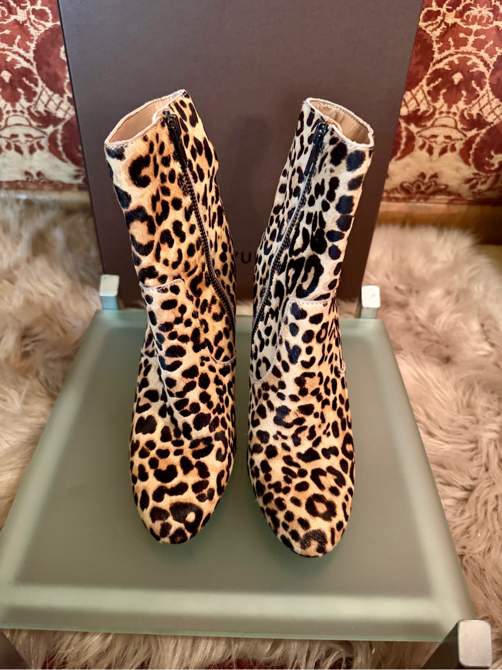 Steve Madden Leopard Print Heeled Ankle Boots - Tan & Black